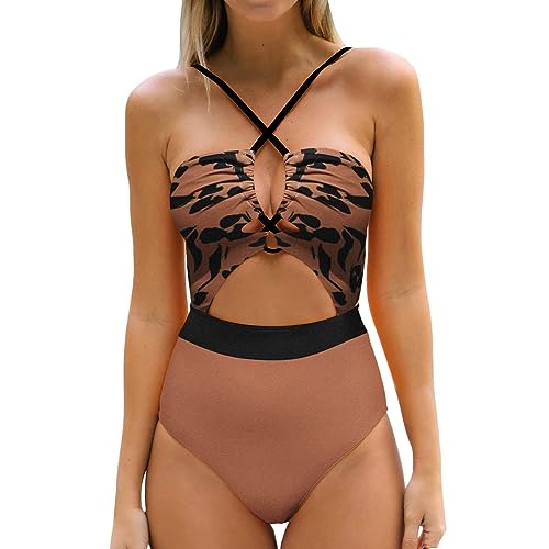 Maillot de bain gainant bronzant femme une pièce à décolleté découpé