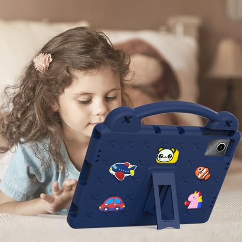 Kids Case for Lenovo Idea Tab 11 (TB336) 2025 / for Lenovo Tab M11 (TB330) 2023, EVA Shockproof Tablet Cover with Figures Dolls Stand Handle, Navy