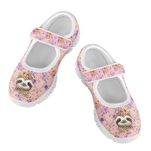 Cartoon Animal Children's Casual Shoes Slip-on Single Buckle Walking Tennis Shoes for Kids Girls Breathable Mesh Barefoot Shoes SizeUS 11-15