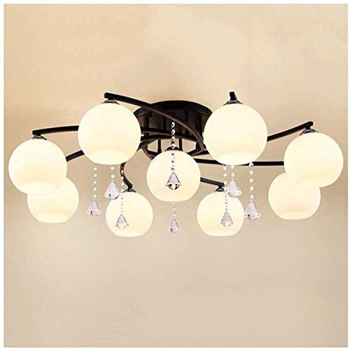 NZDY Lustre décoratif pour la maison - Plafonnier moderne en fer et verre - Pour salon, chambre à coucher - 3 têtes - 9 têtes Cover