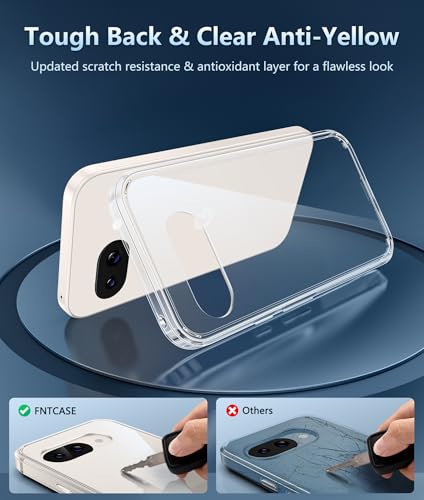 Image of FNTCASE for Google Pixel 9a Case: Military Grade Drop Protection Anti Yellowing Cell Phone Cover - Rugged Shockproof Protective Bumper Transparent Cases(Clear)