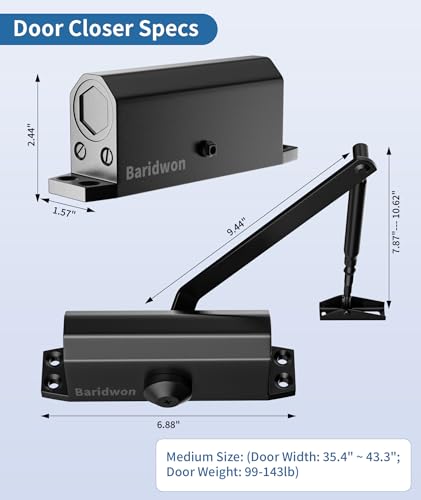 Baridwon BRW-B3000ADV Automatic Door Closer For Home Or Commercial, Heavy Duty Door Slower Closer No Slam, Hydraulic Door Soft Closer With Hold Open, Self Closing Mechanism thumb #6