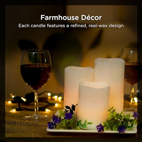 Image of Enbrighten Basics Flameless Flickering LED Candles, Battery Operated, Color Changing, Remote Included, Perfect for Home Decor, Special Occassions, 3 Piece Set,76151