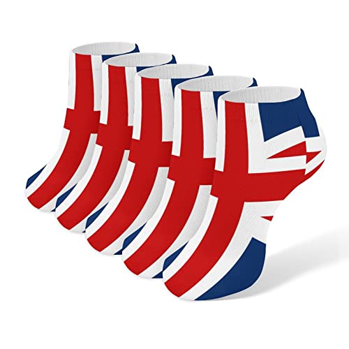 British Flag 5 Pairs Ankle Socks Low-Cut Athletic Running Socks for Men and Women