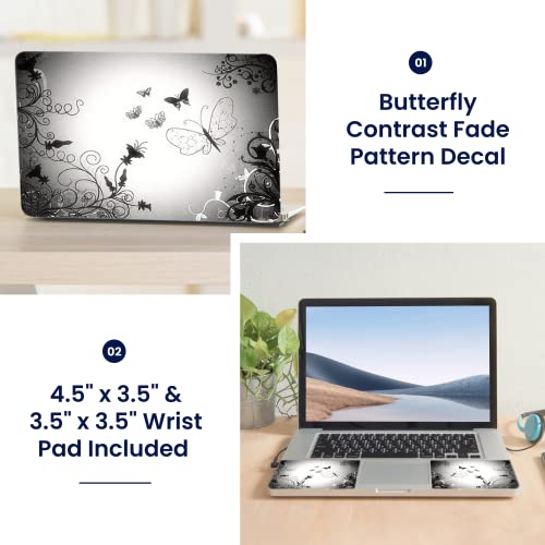 Image of LSS 15 15.6 Inches Laptop Notebook Skin Sticker with 2 Wrist Pads - Reusable Cover Protector Vinyl Sticker Cover Decal Fits 13 inch - 16 inch HP Asus Acer Samsung - Butterfly Contrast Fade