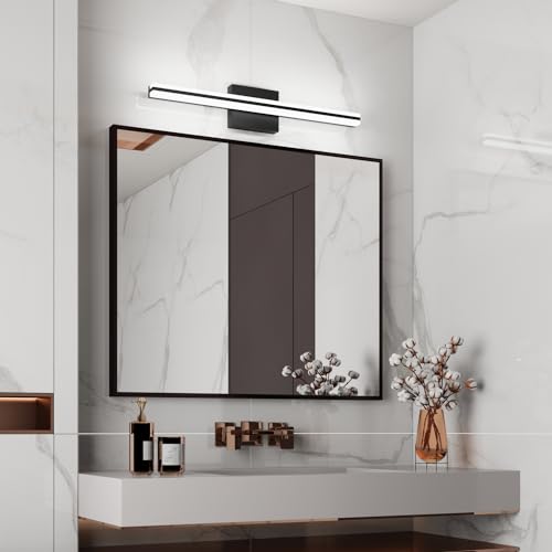 Image of SOLFART Bathroom Vanity Lights Over Mirror 14W 24 Inch Modern Black Bathroom Light Fixture 6000K ND