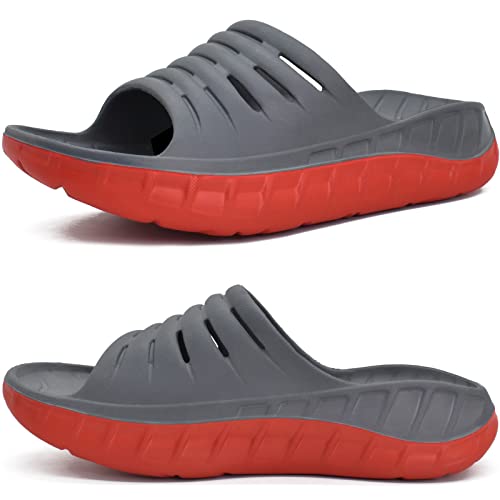 KuaiLu Mens Recovery Sandals Orthotic Thick Cushion Open Toe Sport Slides With Comfortable Plantar Fasciitis Arch Support, Reduces Stress on Feet, Joints & Back Post-Exercise