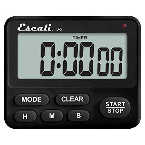 Escali Extra Loud Display Digital Kitchen Timer with Clock Mode, Recall Timer Magnetic Back Cover