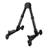 Guitar Stand Upgraded Aluminum Floor Stand Adjustable Guitar Holder Light Weight Foldable Portable for Guitar, Bass, Violin, Ukulele, Banjo, Mandolin (Black)