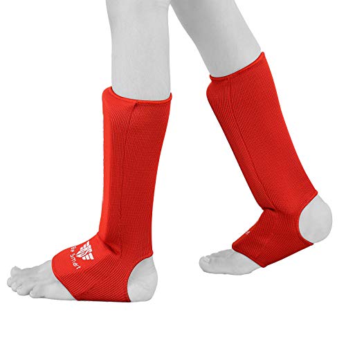 Kids Shin Instep Pads Mma Leg Foot Guards Muay Thai Kick Boxing Guard Protector (Red, Xxxs (3 To 8 Years)) #TOP6