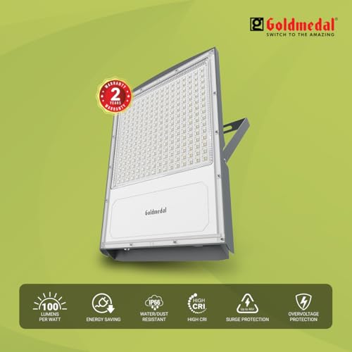 Image of Goldmedal Beacon 200W LED Flood Light - Cool Daylight (6500K) | Rating IP66 | Suitable for Outdoor Application |Long Lifespan | Eco-Friendly & Energy Efficient | (Pack of 1)