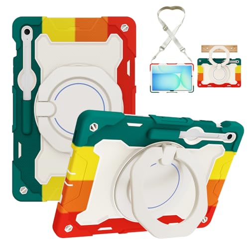 Funda Samsung Galaxy Tab S10 FE Plus con soporte giratorio de 360 grados y correa 1