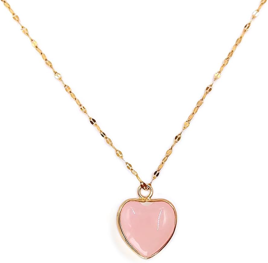 C.J.M.K Heart Style Crystal Necklace (Pink 08)