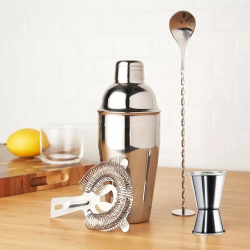 5-Piece Cocktail Shaker Set Shaker Strainer Jigger T-Mixing Spoon Muddler Bartender Kit Stainless Steel Bar Set Housewarming Gift - Image 5