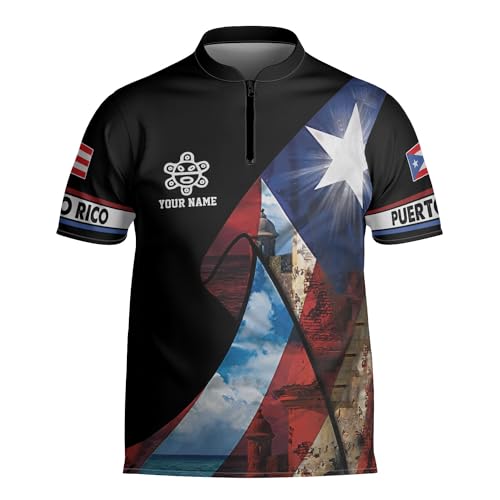 Custom Puerto Rico Flag Bowling Jersey Shirt Personalized Puerto Rican Pride 3D Shirts Gifts for Men Woman Boricua Jerseys (Polyester Blend, BO25)