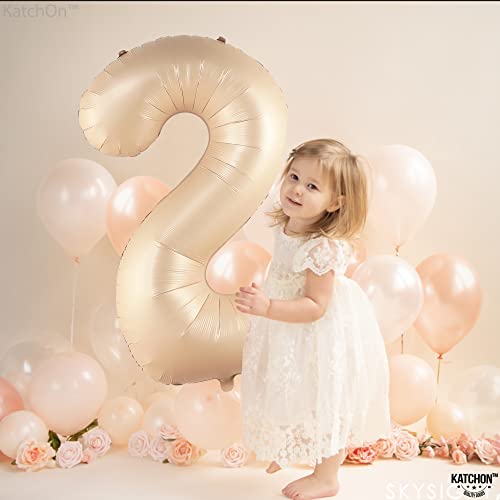 Image of KatchOn Caramel Number 2 Balloon 40 Inch 2nd Birthday Decorations for Boys