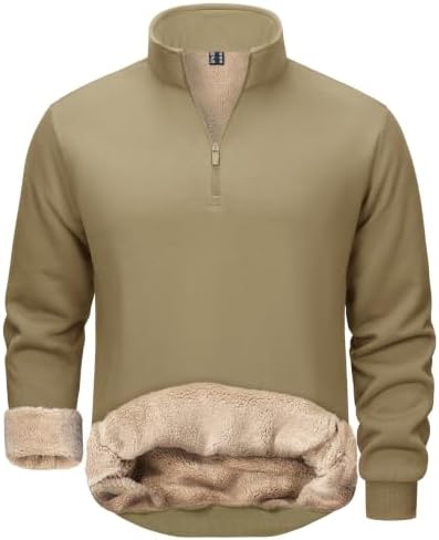 TACVASEN Herren 1/4 Zip Fleece Pullover Warm Gefüttert Sweatshirt Männer Langarm Sweater Winter Schwergewicht Pulli