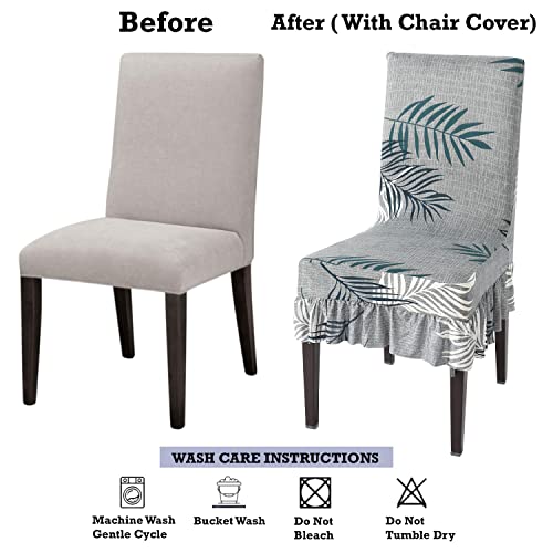 Image of Hokipo Elastic Dining Chair Frill Cover Protector Seat Slipcovers (Ar-4074-D7) - Grey