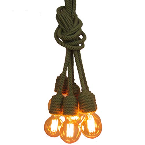 HSLXD.FGDD Kreative Hanf Seil Kronleuchter Loft Dekoration Kronleuchter Bekleidungsgeschäft Restaurant Kronleuchter Retro E26 / E27 Industrie Kronleuchter Beleuchtung,6 Heads Cover