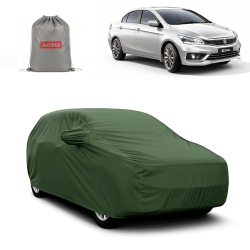 Image of AOSIS 'Waterproof' Car Cover Compatible with Maruti Suzuki Ciaz 2014-2025 Year Model 300 GSM Uly Coated Thick Fabric 4X4, Adjustable Belt Buckle, Elastic Grip