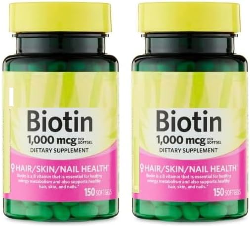 SEDLAV (2 Pack Biotin Softgels, 1000mcg, 150 Count Sticker Designed to Fit Into Wellness-Focused Supplement Plans