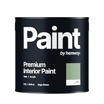 Hemway - Premium Interior Paint - Sage Green 2.5 L | Indoor Matt Finish, Acrylic & Water-Based Emulsion | Quick Dry & High Coverage for the Kitchen, Bathroom & Bedroom