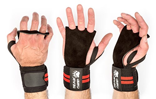 41LpywSWuWL BEAR GRIP - CROSSFIT Leather palm gloves protector wrist support wraps, Ideal for WOD Fitness, Weight lifting… - Image 6