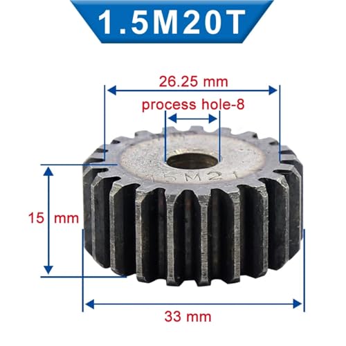 Engrenage droit 23 dents pour arbre de 8 mm et module 1.5