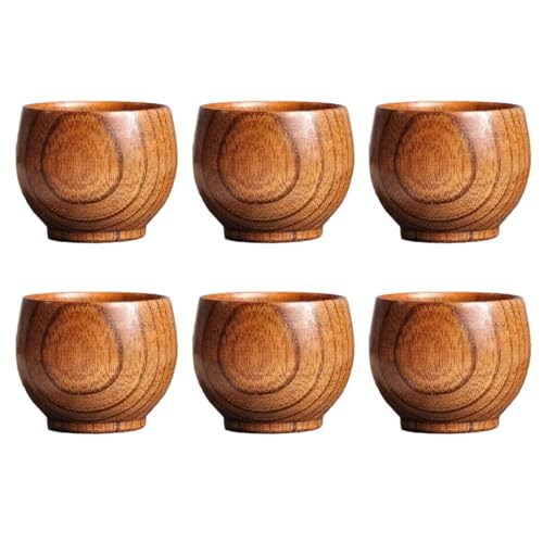 ZOOMIMI Lot de 6 gobelets en bois naturel et sain - Tasses délicates en bois uniques pour une atmosphère relaxante