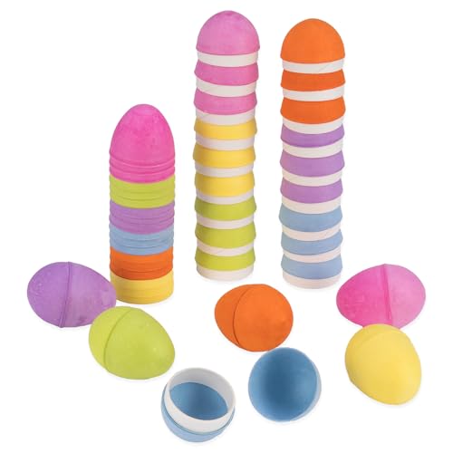 Easter Papier-Mch Eggs - 24 Pack Paintable & Fillable Empty Paper Pulp Eggs for DIY Easter Egg Decorating Spring Festival Crafts Party Favors Colorful