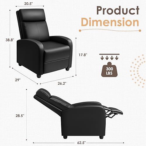 Sillón reclinable moderno piel sintética negro miniatura 3