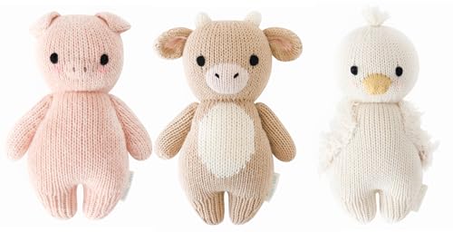 cuddle + kind Baby Animal Bundle - Baby Piglet, Baby Cow (Jersey), Baby Gosling - Set of 3 Lovingly Handcrafted, Fair Trade, Heirloom Quality