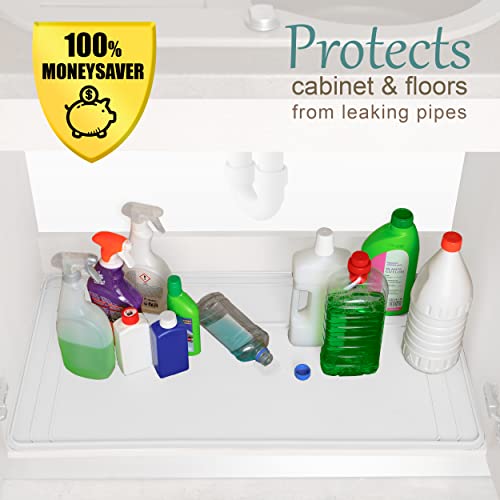 Image of Original Under Sink Mat - Adjustable Silicone, Waterproof Vanity Mat - 28 inch x 19 inch or Smaller