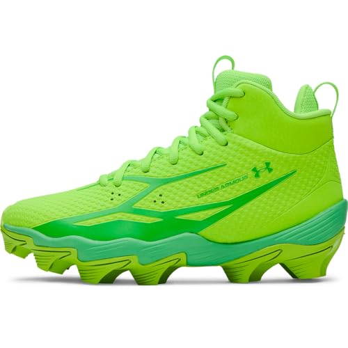Under Armour Boys' Spotlight Hammer JR RM Football Cleats, (389) Hyper Green/Green Energy/Green Energy, 6, US