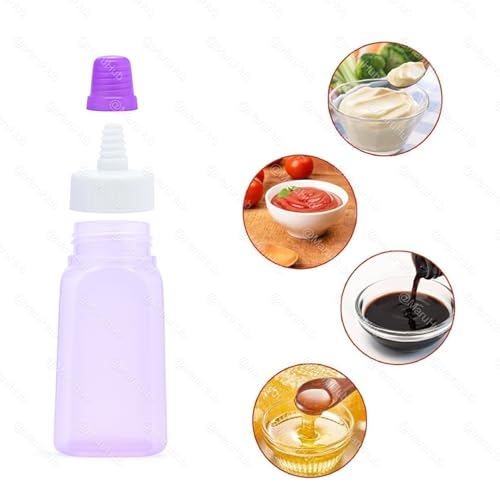 Image of MaruHub 2pcs Mini Ketchup Bottles with Funnel (30ml) | Refillable Condiment Squeeze Containers for Sauce, Honey, Mustard, Soy, Syrup | Portable Travel Sauce Bottles for Bento Lunch Box & Kids