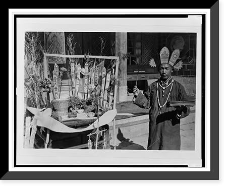 Historic Framed Print, [Nashi priest during naga cult ceremony, Yunan province, China], 17-7/8" x 21-7/8"