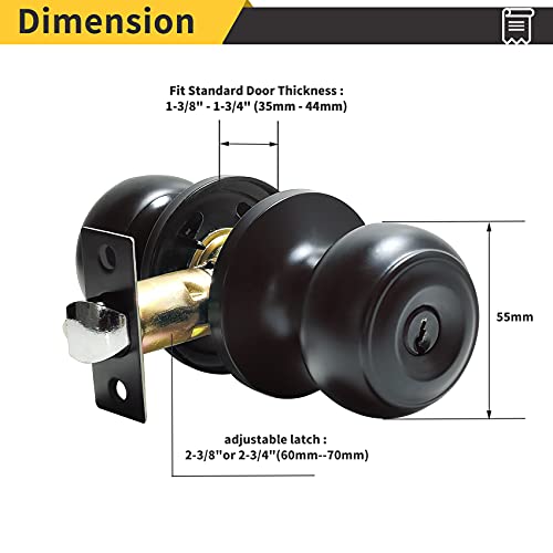 (4 Pack) Privacy Door Knobs Lock,Key Entry Door Knobs For Bedroom Bathroom, Interior Exterior Door Knob With Round Ball Handle, Matte Black #TOP2