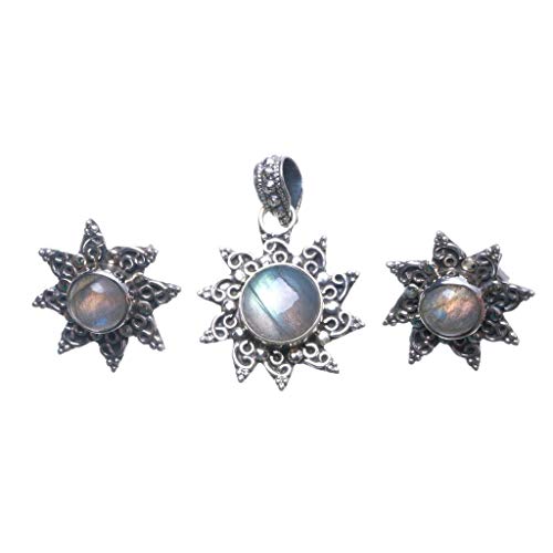 Labradorita azul en conjuntos de joyas de plata de ley 925 para ocasiones especiales StarGems