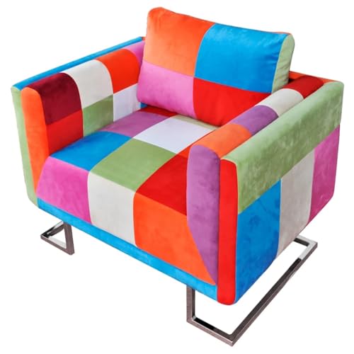 vidaXL Poltrona a Cubo con Gambe Cromate Tessuto Design Patchwork...