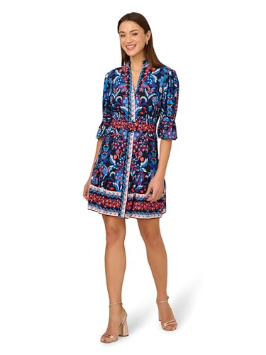 Image of Adrianna Papell Printed Short Flounce Dress