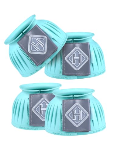 Image of Harrison Howard Rubber Bell Boots for Horses, Hoof Overreach Protection for Horses, w /Upgraded Leather Touch Tape