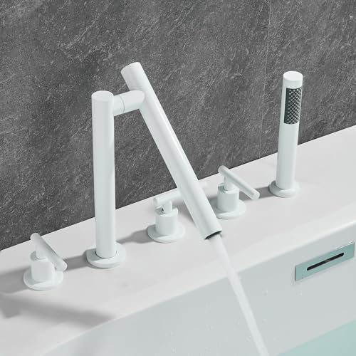 Ensemble de pommeau de douche blanc pour baignoire îlot familiale