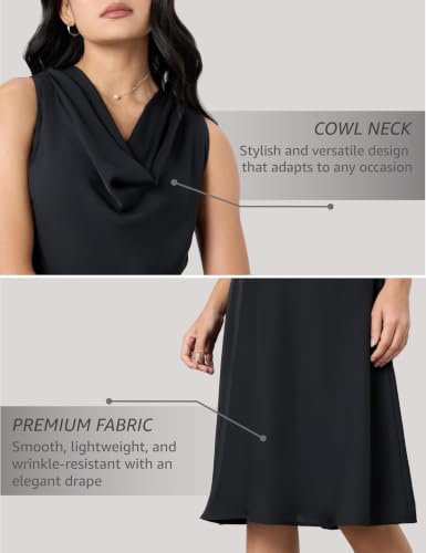 Image of Symbol Premium Women's Cowl Neck Sleeveless Dress | Knee-Length | A-Line | Concealed Side Zipper (Available in Plus Sizes)