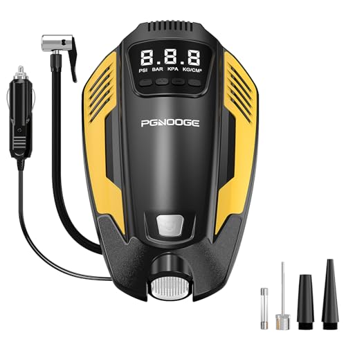 PGNOOGE 150 PSI Tyre Inflator for Car, Car Tire Inflator DC 12V Auto-Off, Tyre Air Compressor for Cars SUV Motorbikes Balls, Tyre Pump with LED Light