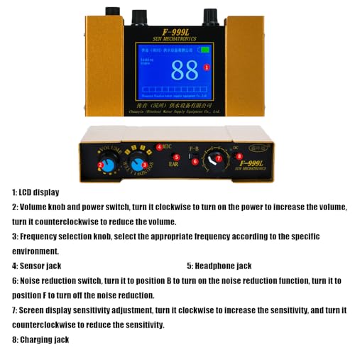 Professional Acoustic Water Leak Sensor, Ultrasonic Leak Detector for Water Leakage Detection Construction Pipeline with Digital Display & Earphone & Carrying Case