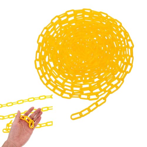 Meltryllis チェーン プラスチック 軽量プラスチックチェーン (6 mm) 長さ 5 メートルの産業用警告チェーン 取り付けが簡単 耐久性 警告標識分離チェーン (イエロー)