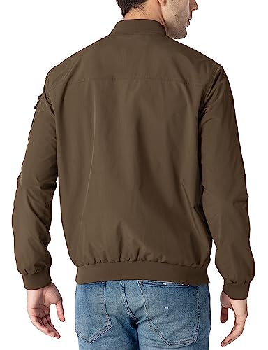 Rdruko Men's Lightweight Bomber Jacket Flight Golf Casual Active Fashion Coat Shell(Brown, Us Xl) #TOP1