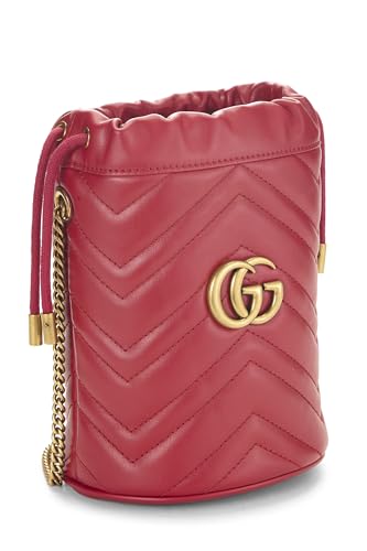 Pre-Loved Red Leather GG Marmont Chain Bucket Bag Mini, Red2