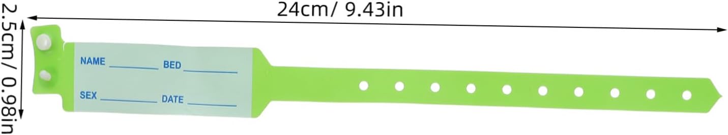 Generic 100pcs Id Bracelets for Hospital Admission Hypoallergenic Plastic Wristbands with Colors for Elderly Sensitive Skin Disposable Patient Identification Bands for Nursing and image 2