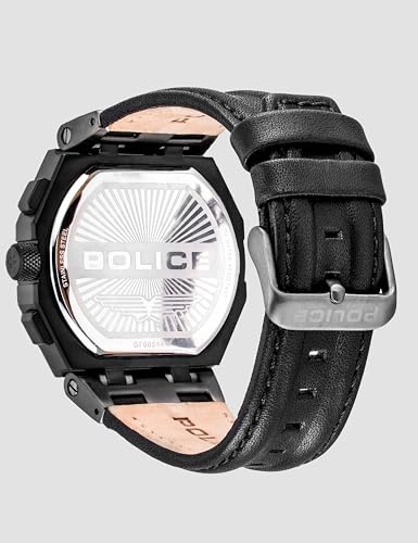 Image of Police Black Dial Multifunction Leather Strap Watch for Men